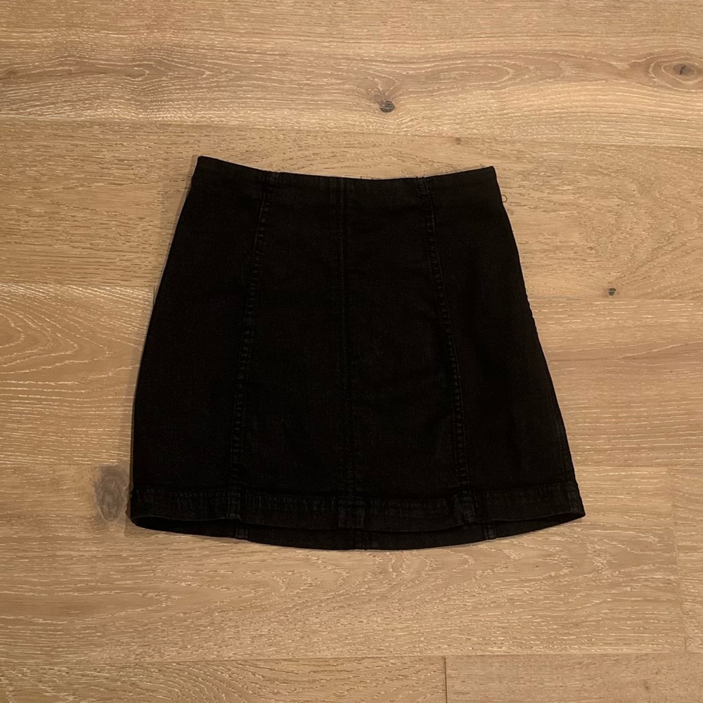 Free People Modern Femme Black Denim Miniskirt Size 4